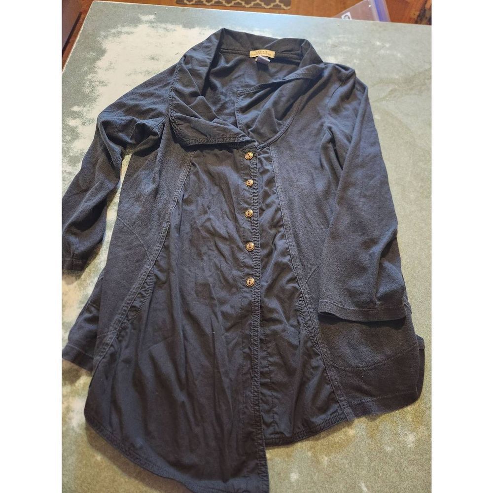 Prairie Underground black asymmetrical button jacket sz Large - Picture 1 of 3